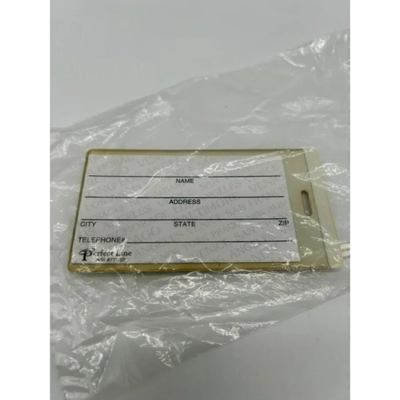 NEW‎ Vintage Vera Bradley Luggage ID Tag Plastic Logo Blank ID Card Beige Green - Picture 3 of 3